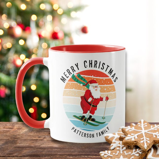 Caneca Papais noeis de Esqui Sunset de Natal Retroativos  (Criador carregado)