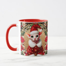 Caneca Papais noeis De Gato De Sphynx De Natal Elf