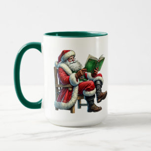 Caneca Papais noeis de leitura de Natal festivo