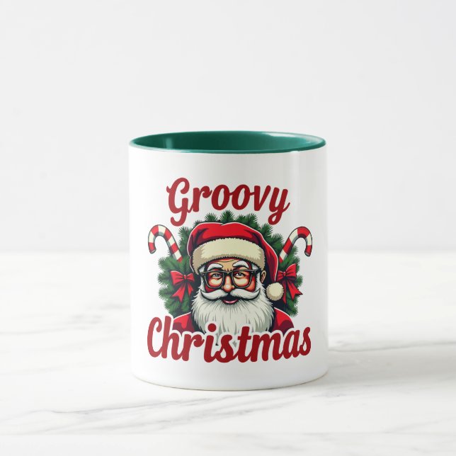 Caneca Papais noeis de Natal em Groovy Mug (Centro)