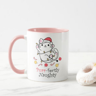 Caneca Papais noeis de Natal Engraçados Gato Puramente M