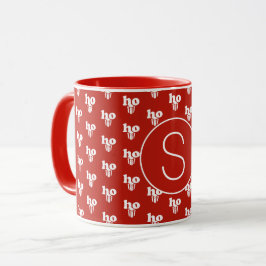 Caneca Papais noeis de Natal Vermelho Saudando Ho Ho Ho M