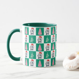 Caneca Papais noeis de pinguim bonitos festa de árvore de