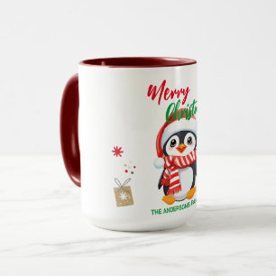 Caneca Papais noeis de pinguins de Natal bonitos feriados