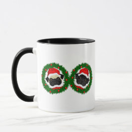 Caneca Papais noeis de Pug Preto e Pug Culpados de Natal