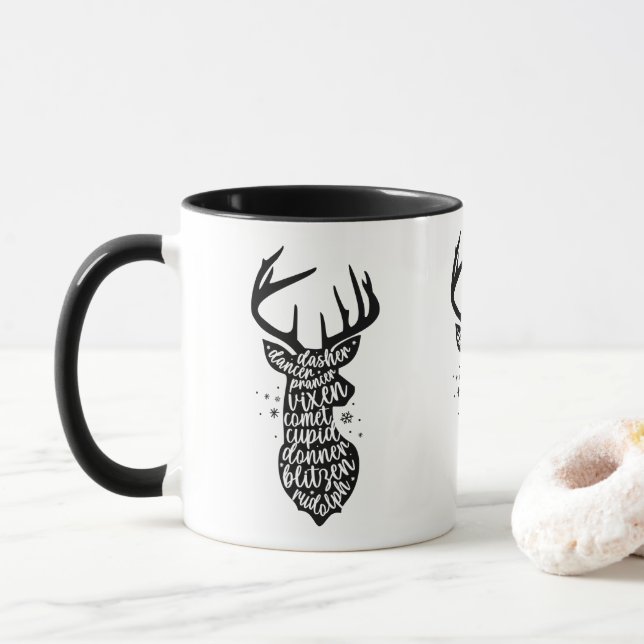Caneca Papais noeis de Reinadores de Natal, Preto e Branc (Com Donut)