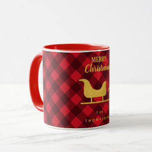 Caneca Papais noeis de Xadrez Red & Black Buffalo no Nata
