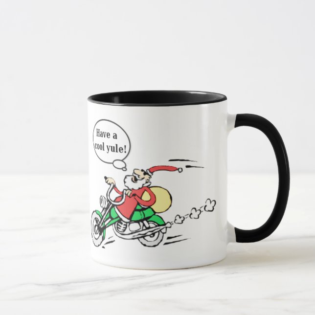 Caneca Papais noeis Legal Engraçados Andando na Motocicle (Direita)