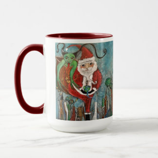 Caneca Papais noeis malvados ou bonitos e Arte Whimsical 