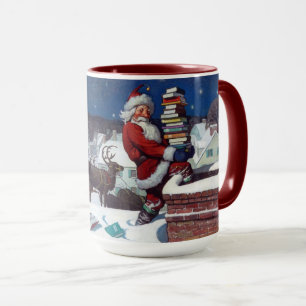 Caneca Papais noeis que oferecem cheio elegante de livros