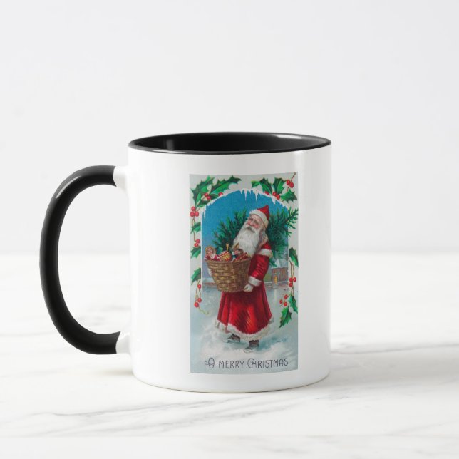 Caneca Papais noeis segurando cesta de brinquedos (Esquerda)
