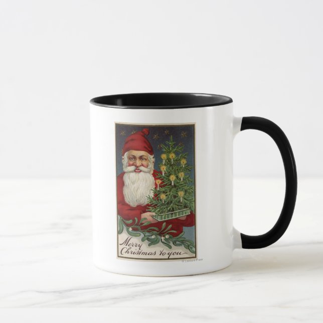 Caneca Papais noeis Segurando uma Árvore Candlelit (Direita)