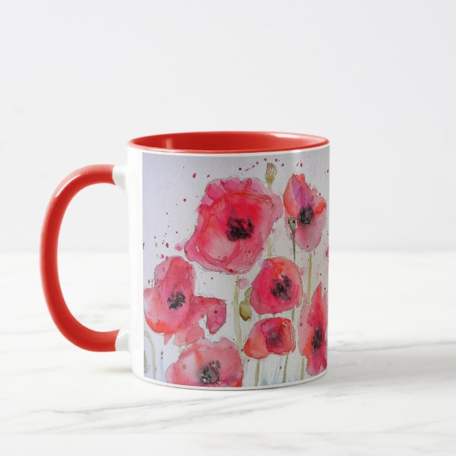 Caneca Papéis vermelhos Mola de pintor aquarela (Esquerda)