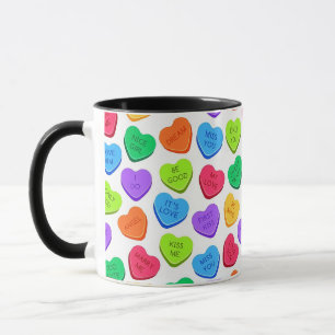 Caneca Papel de embrulho padrão de corações de doces de S