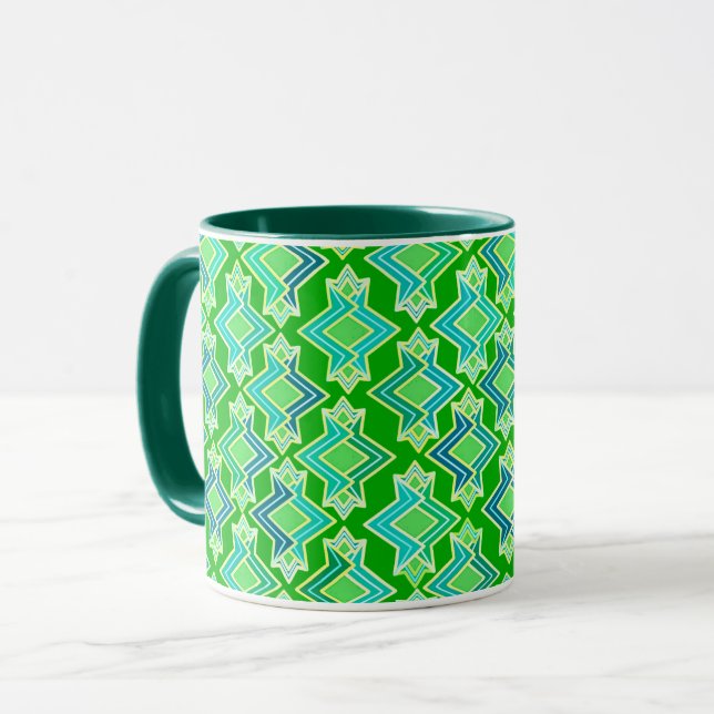 Caneca Papel de Parede Art Déco, Verde Jade (Frente Esquerda)