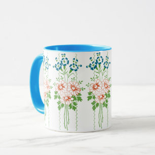 Caneca Papel de parede barroco com buquê de flores
