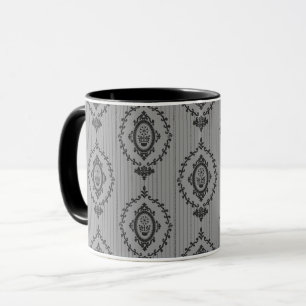 Caneca Papel de Parede Barroco em Cinza
