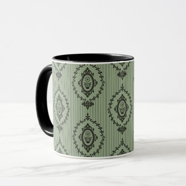 Caneca Papel de Parede Barroco em Verde (Frente Esquerda)