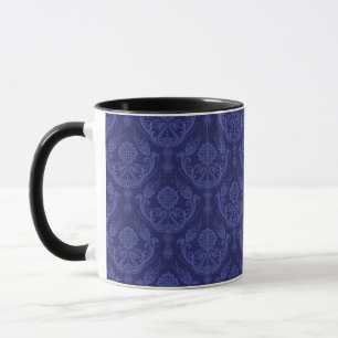 Caneca Papel de parede floral azul luxuoso do damasco
