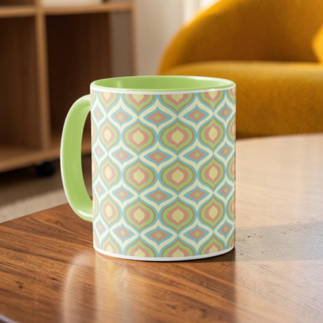 Caneca Papel de Parede Geométrico Pastel dos Anos 70 Retr (Criador carregado)