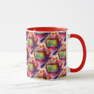 Caneca Papel de parede verde, vermelho abstrato