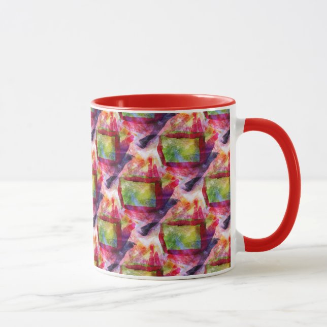 Caneca Papel de parede verde, vermelho abstrato (Direita)