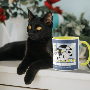 Caneca Papel de toucador de gato amarelo azul