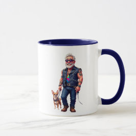 Caneca Papi rocker stylé avec son petit chien rigolo.