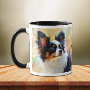 Caneca Papillon Dog Paint Impressionista