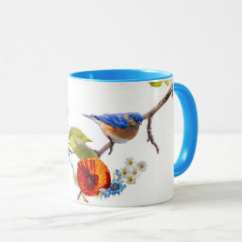 Caneca papoila e pássaro