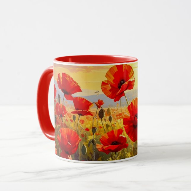 Caneca Papoulas à Luz do Entardecer (Frente Esquerda)