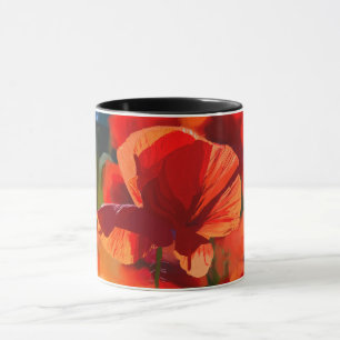 Caneca papoulas - pintura a óleo