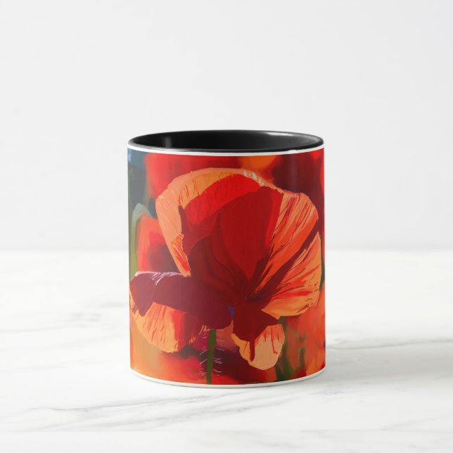 Caneca papoulas - pintura a óleo (Centro)
