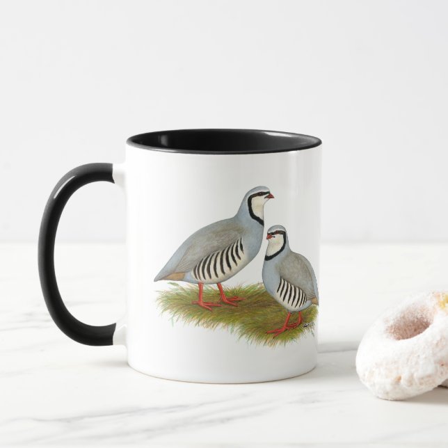 Caneca Par de Chukar Partridge (Com Donut)