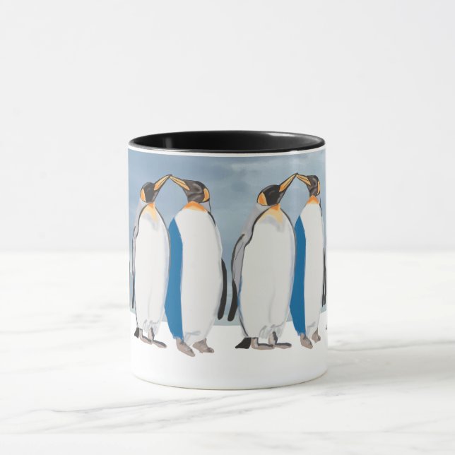 Caneca Par de Pinguins-Imperadores Beijando (Centro)