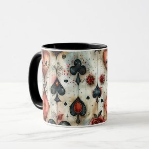 Caneca Para amantes de jogos de cartas. A reproduzir símb