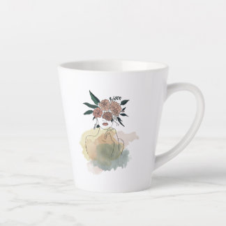 Caneca para café latte linhas e flores