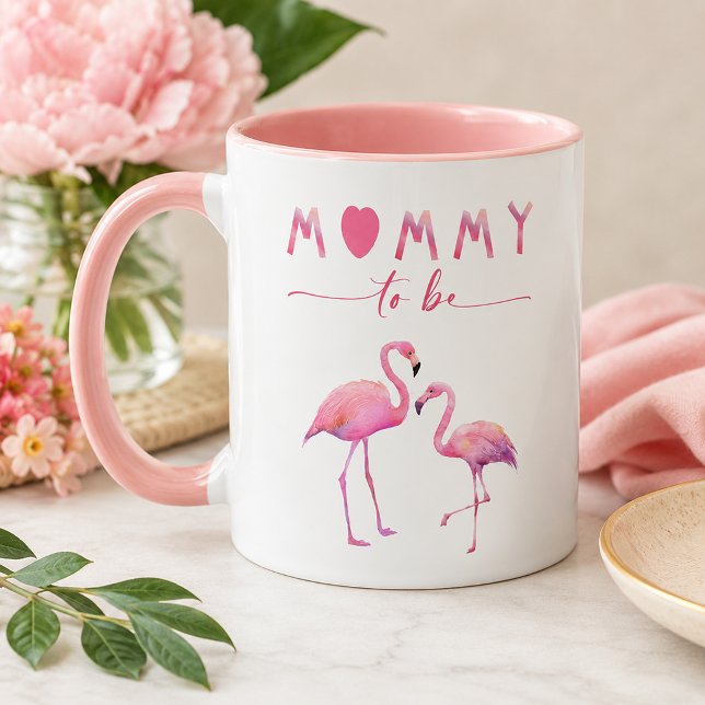 Caneca para Chá de Bebê Flamingo Mamãe em Expectat (Mommy to be mug)