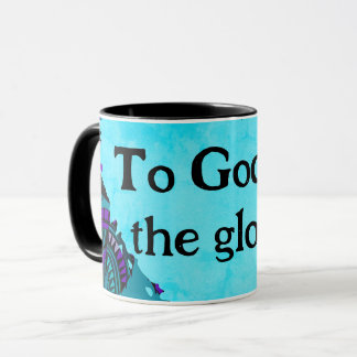Caneca Para Deus seja a glória Peixe deixa Cinza Roxa