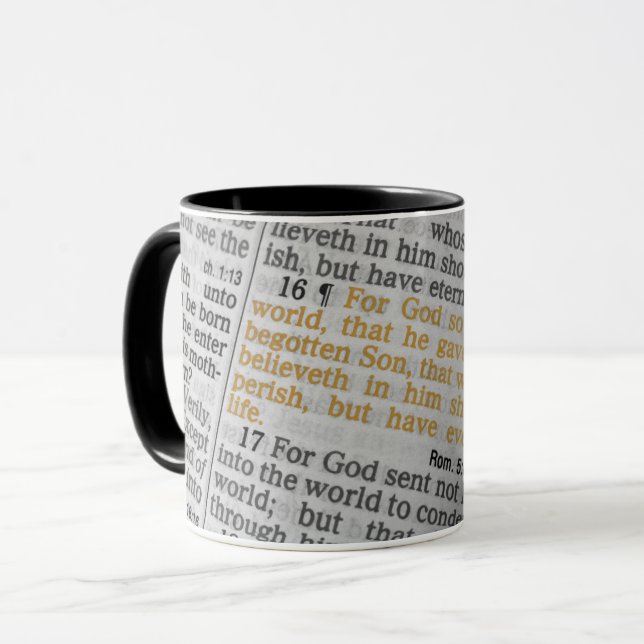 Caneca PARA DEUS, TÃO AMADO O MUNDO, João 3:16 Cartas Dou (Frente Esquerda)