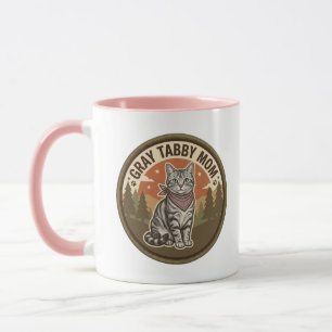 Caneca para Mãe de Gato Malhado Cinza Presente par