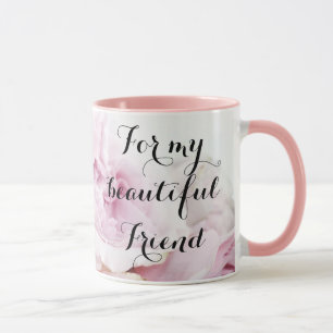 Caneca Para Minha Bela Amiga Bonita em Rosa Floral