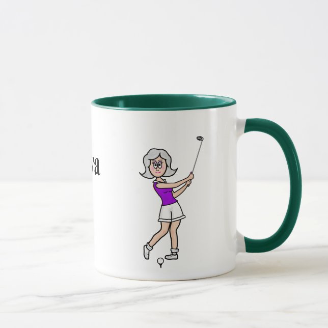 Caneca para Mulher Golfista de Cabelo Grisalho (Direita)