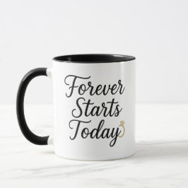 Caneca Para Sempre Começa Hoje - Camiseta Citação Românti