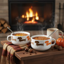 Dachshund Chili Bowl Mug Cozy Cores de queda