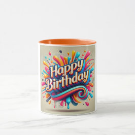 Caneca Parabéns de cor de negrito de aniversário