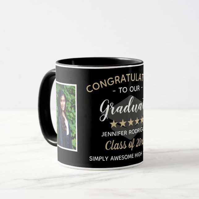 Caneca Parabéns Graduação Personalizada 2 Foto (Frente Esquerda)