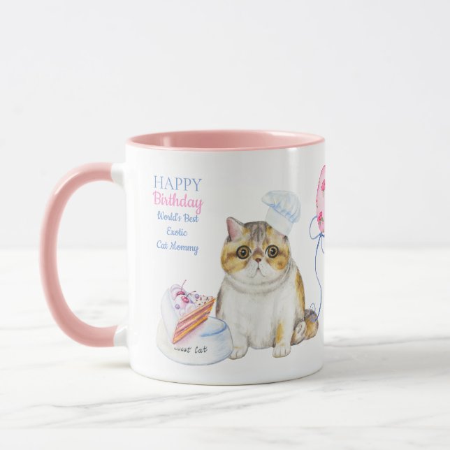 Caneca Parabéns, mãe de gato EXÓTICO - personalizada (Esquerda)