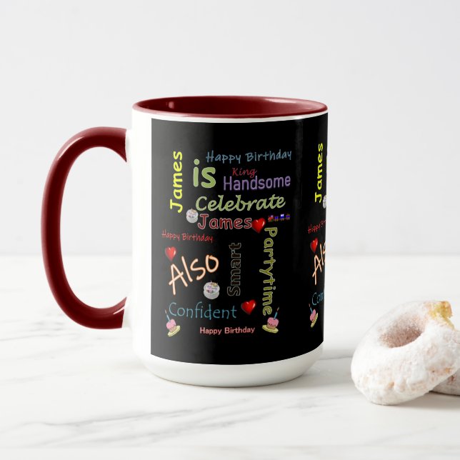 Caneca Parabéns, Mug James (Com Donut)