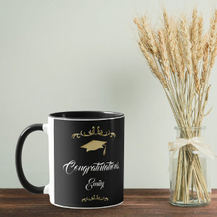 Caneca Parabéns pela Formatura - Enfeite de Ouro Elegante